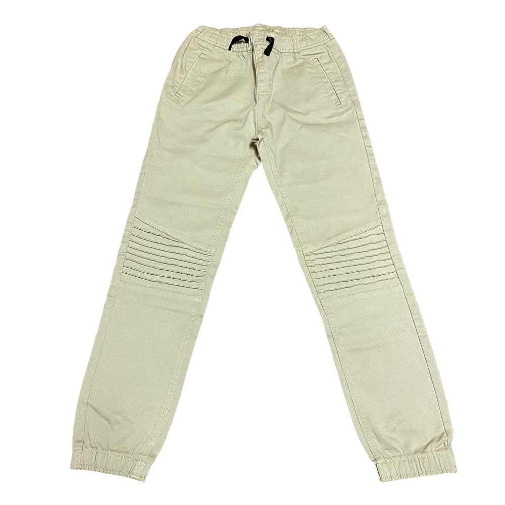 ROADBLOCK | Boys Size L 14/16 Jogger Pants Solid Tan Pull-On Stretch Ribbed Legs